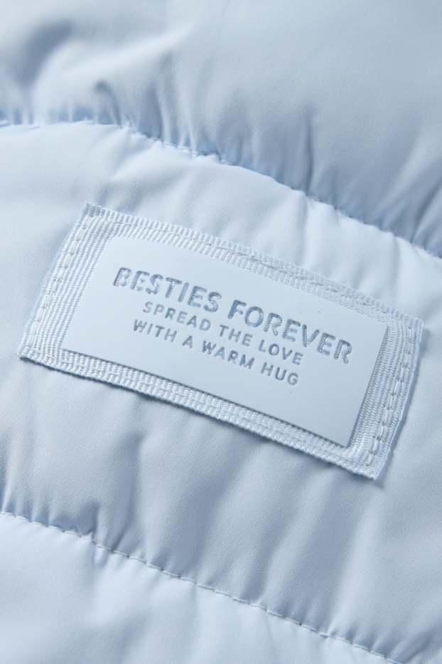 Kinderen: meisjes - Gewatteerde jas met capuchon - waterafstotend - lichtblauw