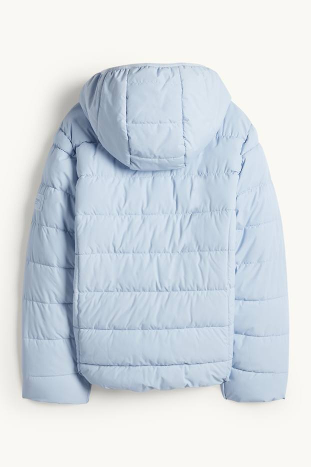 Kinderen: meisjes - Gewatteerde jas met capuchon - waterafstotend - lichtblauw