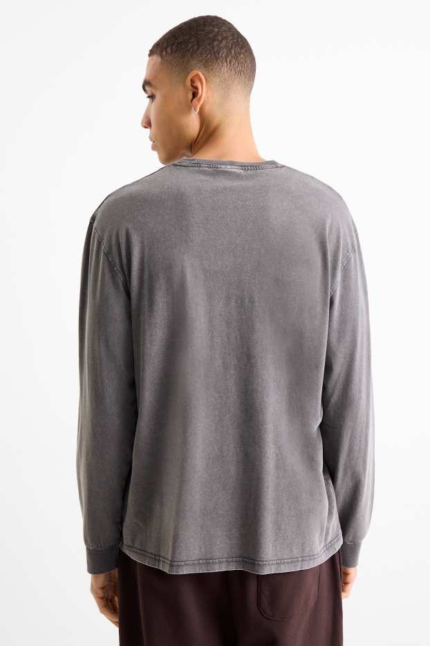 Heren - Longsleeve - relaxed fit - grijs