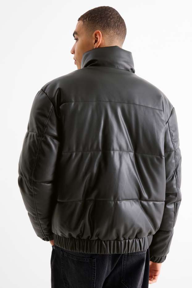 Home - Jaqueta embuatada - pell sintètica - negre