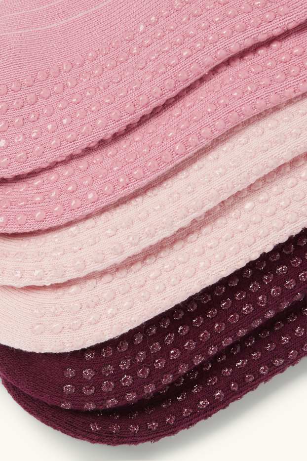 Children Girls - Multipack of 3 - warm non-slip socks - ribbed - bordeaux