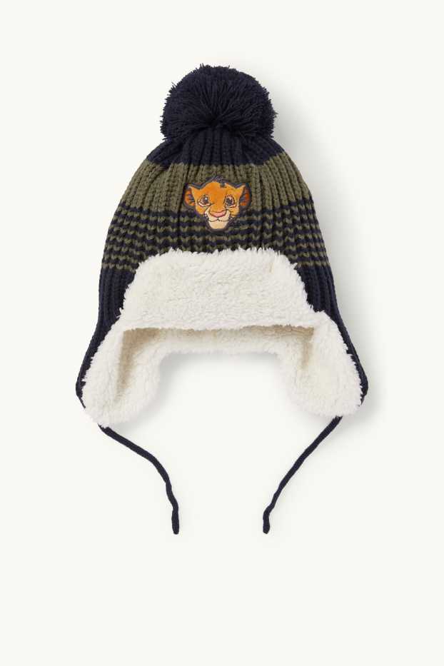 Bébés garçons - Le Roi Lion - bonnet à pompon pour bébé - à rayures - bleu foncé