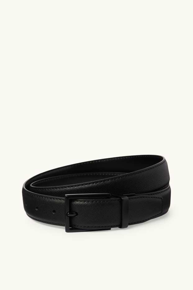 Hommes - Ceinture - matière synthétique - finition texturée - noir