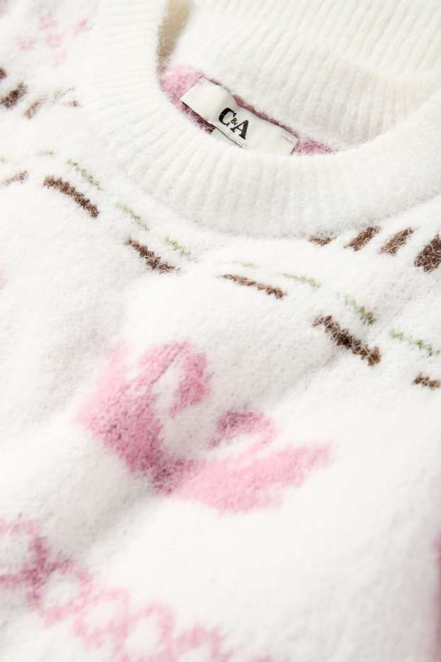 Damen - Pullover - gemustert - weiß