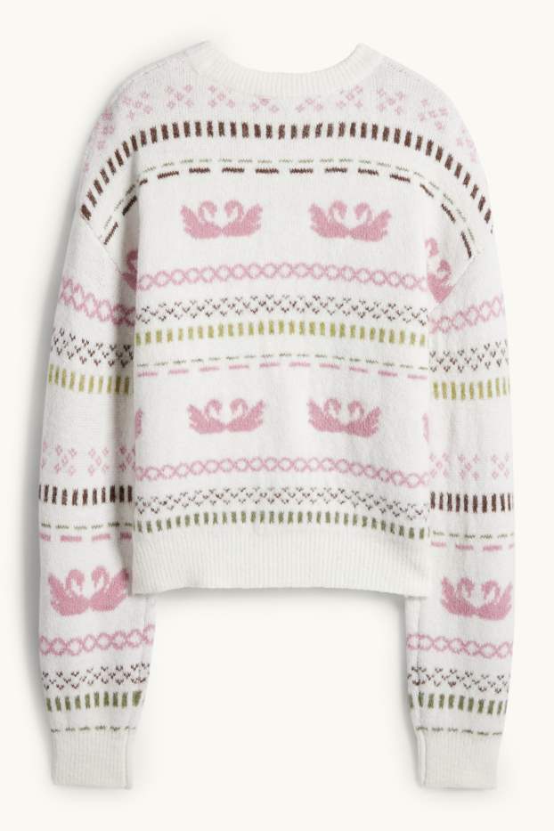 Damen - Pullover - gemustert - weiß