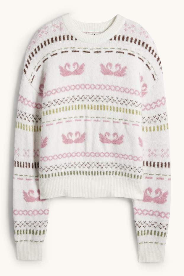 Damen - Pullover - gemustert - weiß