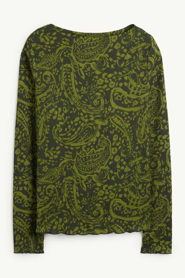 Dámské - Tričko s dlouhým rukávem - regular fit - se vzorem - zelená