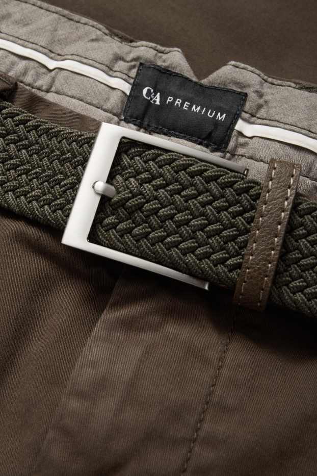 Herren - Chino mit Gürtel - Regular Fit - braun