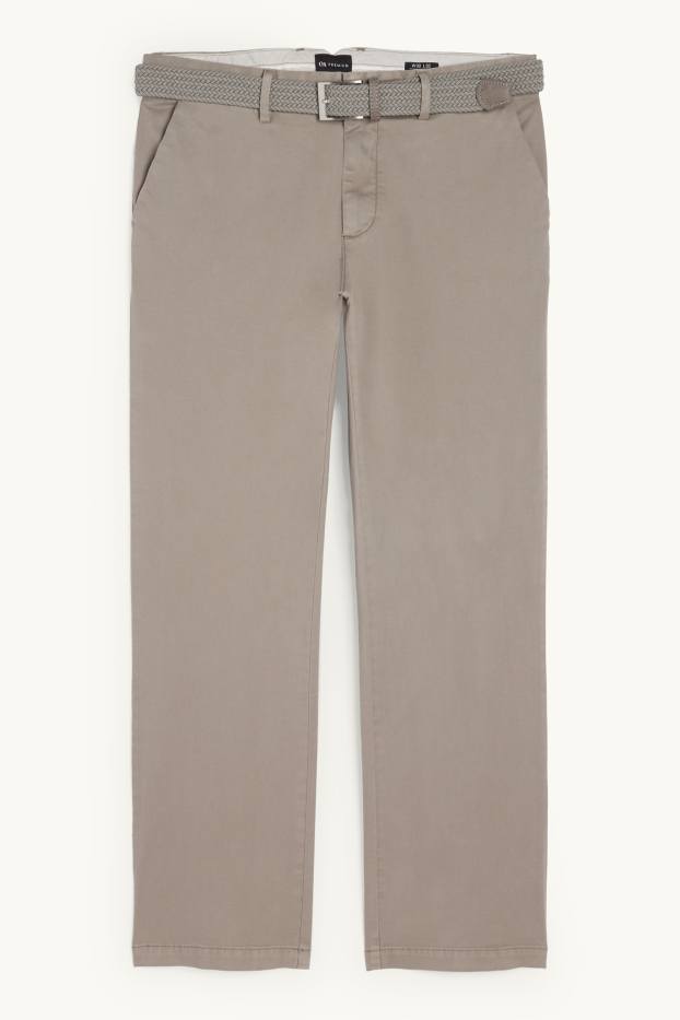 Hommes - Chino avec ceinture - regular fit - gris