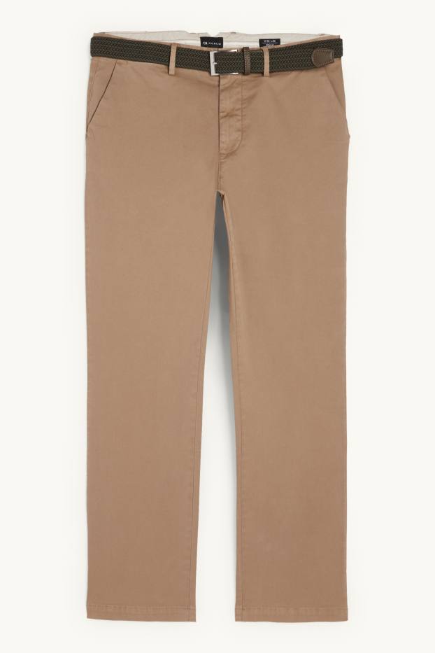 Herren - Chino mit Gürtel - Regular Fit - beige