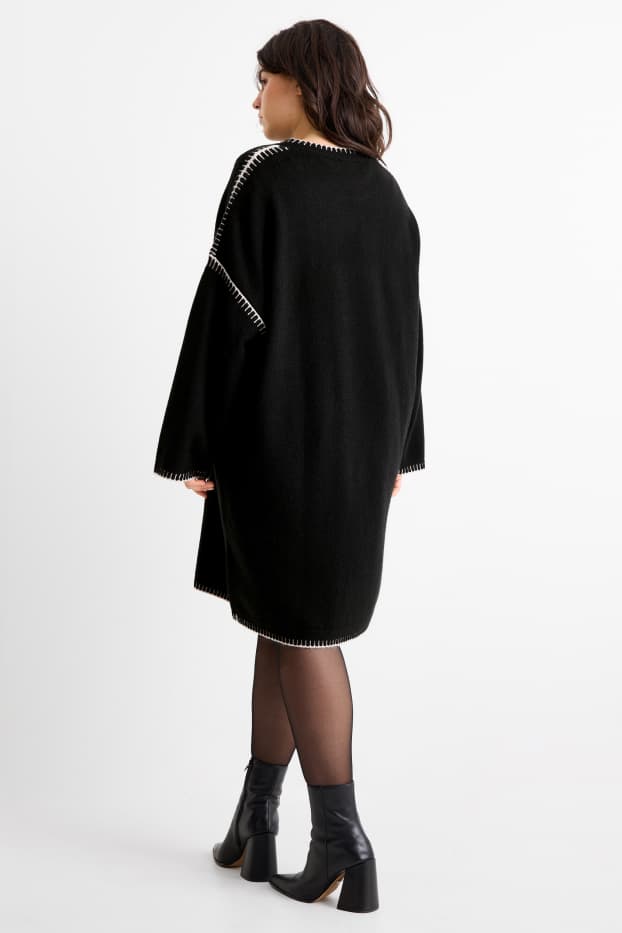 Women - Knitted dress - straight fit - black