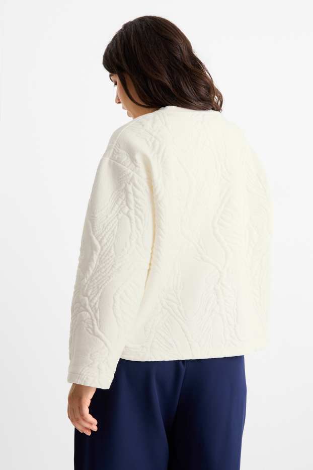 Damen - Sweatshirt - strukturiert - weiß