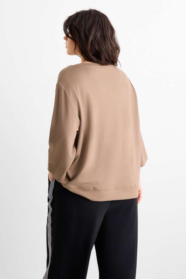 Women - Long sleeve top - relaxed fit - beige