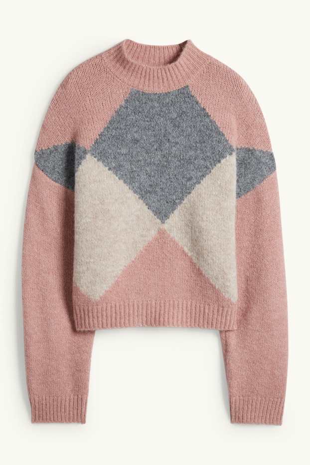 Femei - Pulover - în carouri - multicolor