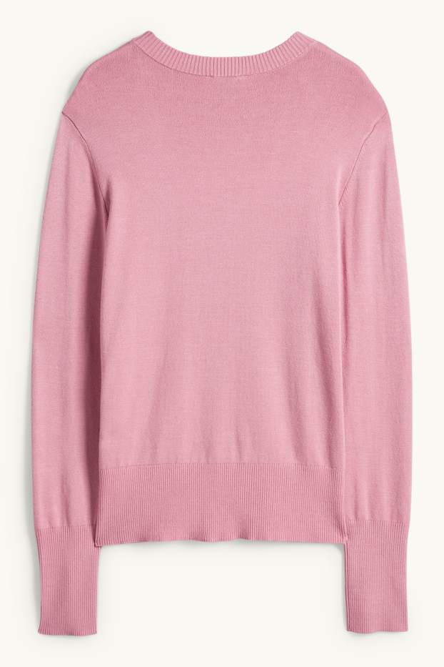 Femei - Pulover din tricot fin - roz