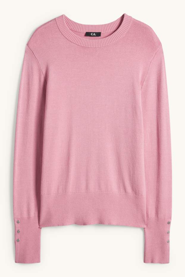 Femei - Pulover din tricot fin - roz