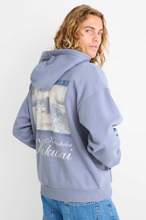 Men - Hoodie - Katsushika Hokusai - light blue