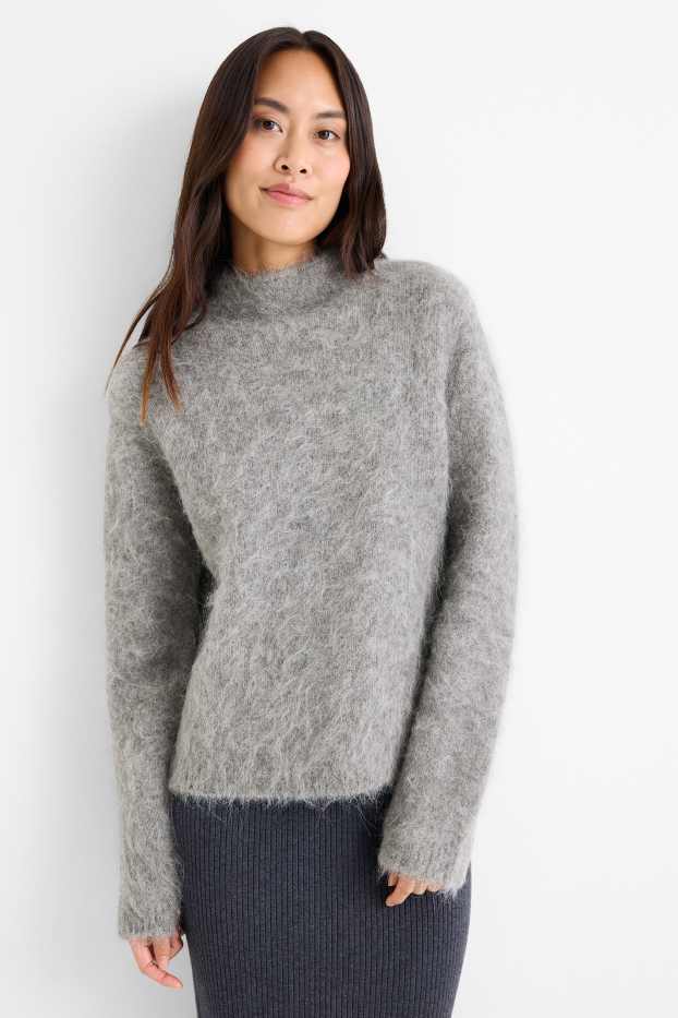 Femei - Pulover - amestec de lână alpaca - gri