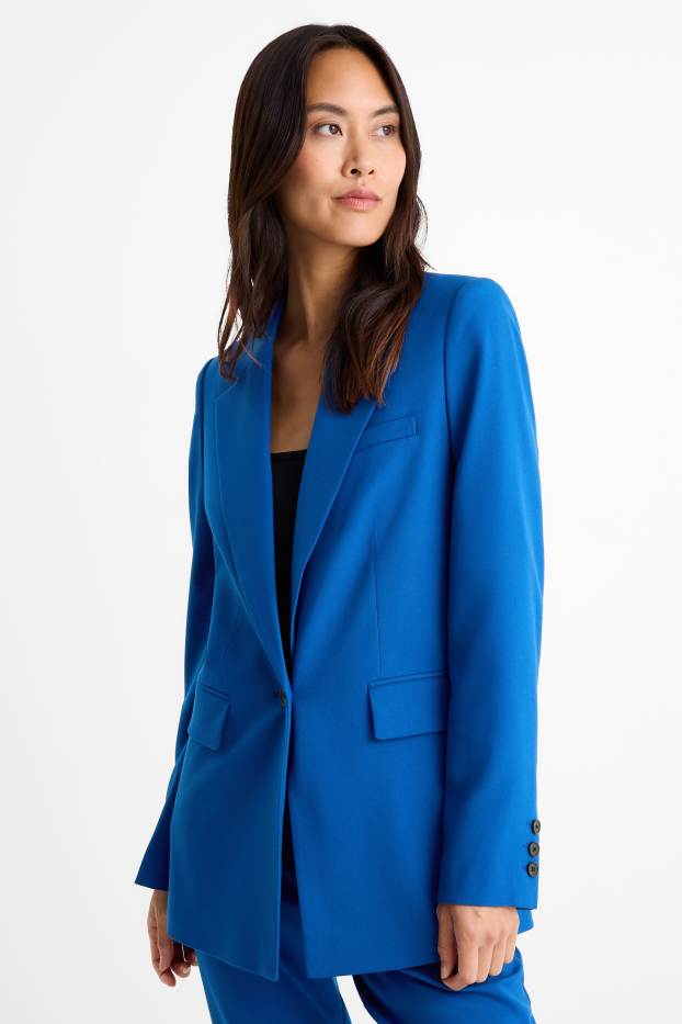 Dona - Americana llarga - regular fit - texturat - blau