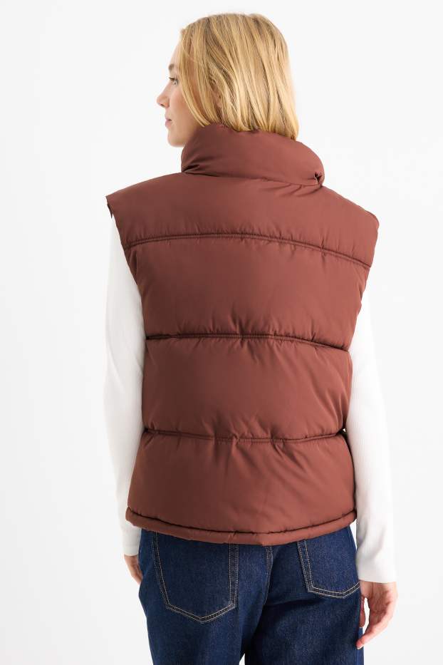 Women - Quilted gilet - brown