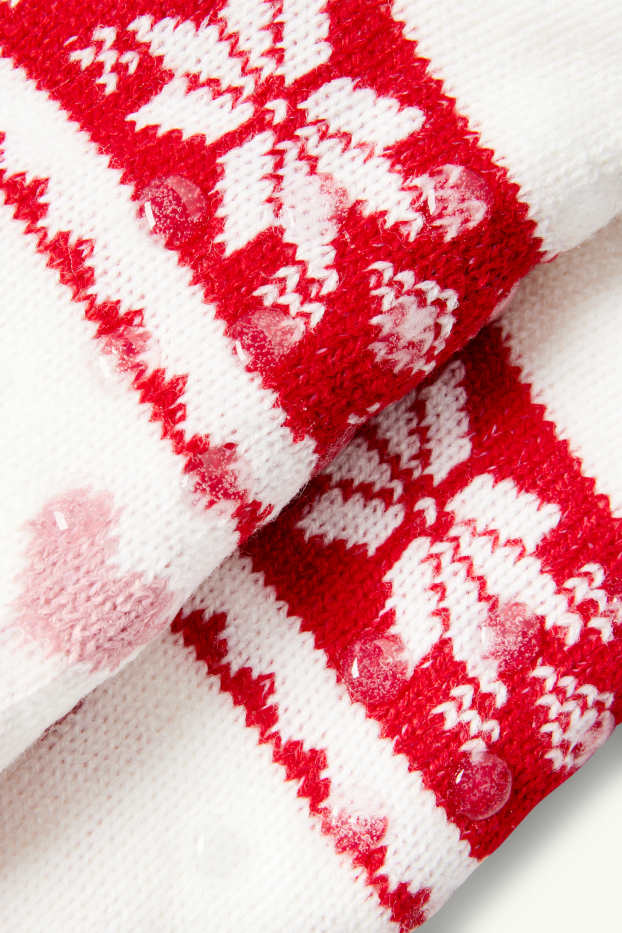 Femmes - Chaussettes antidérapantes - à motif - blanc / rouge