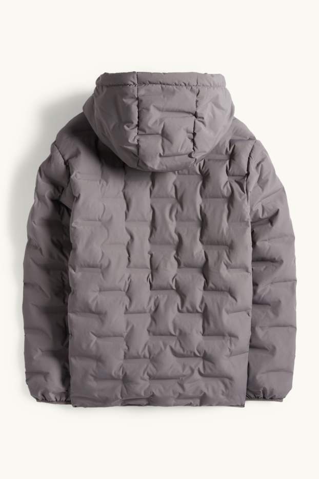 Kinder Jungen - Steppjacke mit Kapuze - wasserabweisend - grau
