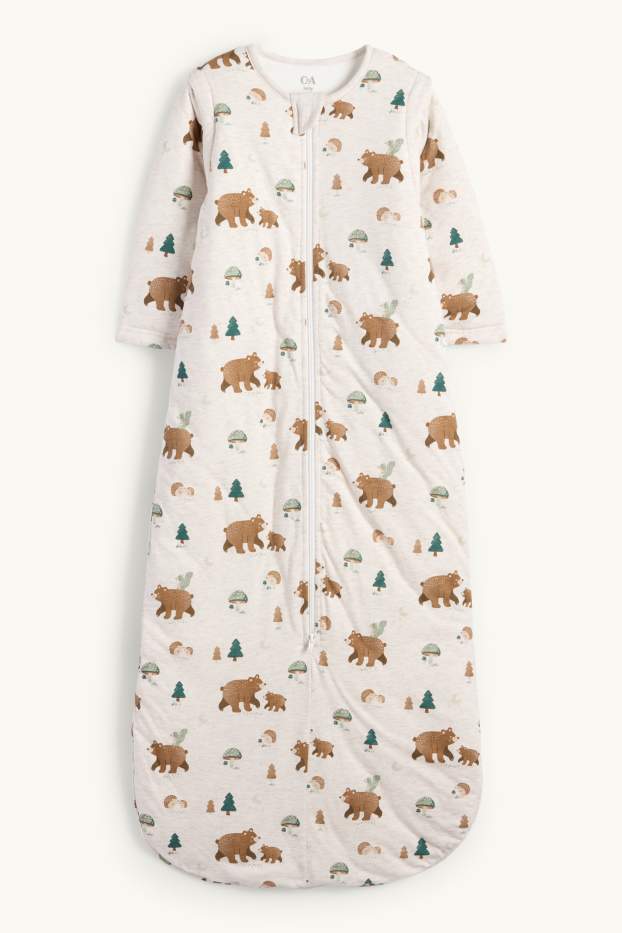 Baby Boys - Bear and hedgehog - baby sleeping bag - 18-36 months - light beige