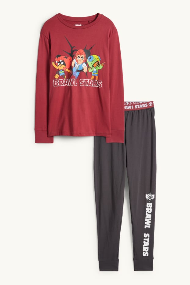Kinder Buben - Brawl Stars - Pyjama - 2 teilig - rot / grau