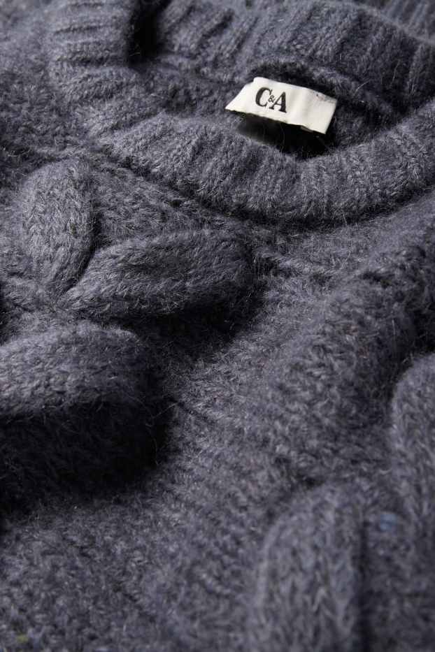 Femmes - Pull - motif tressé - bleu foncé