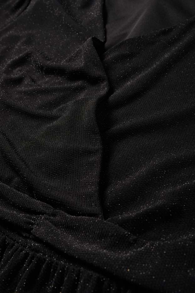 Damen - Wickelkleid - schwarz