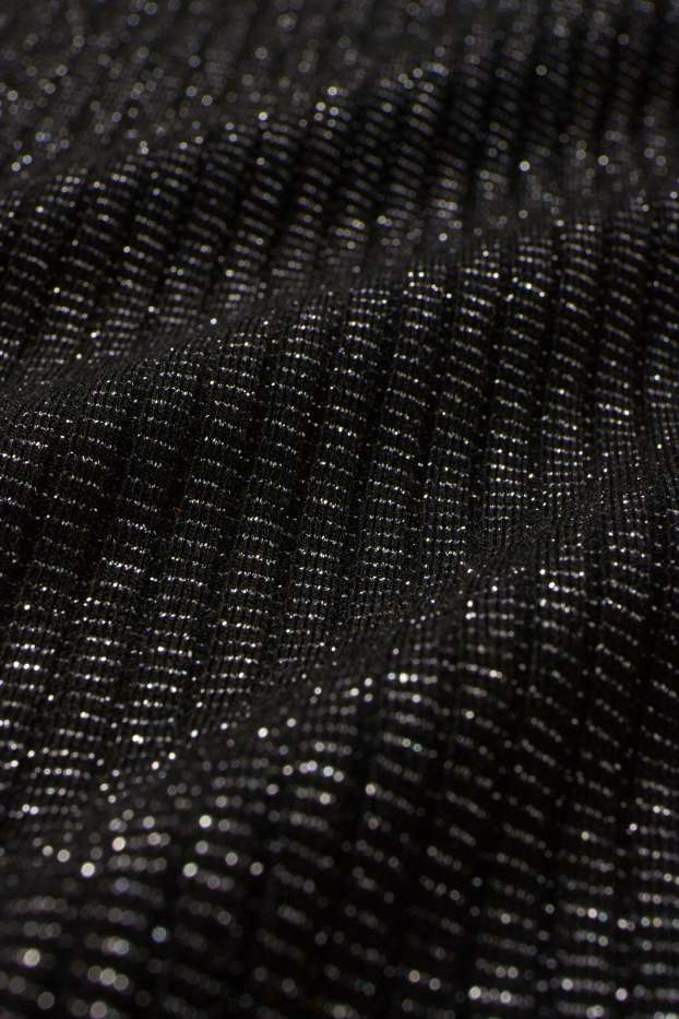 Donna - Maglione - a coste - brillante - nero
