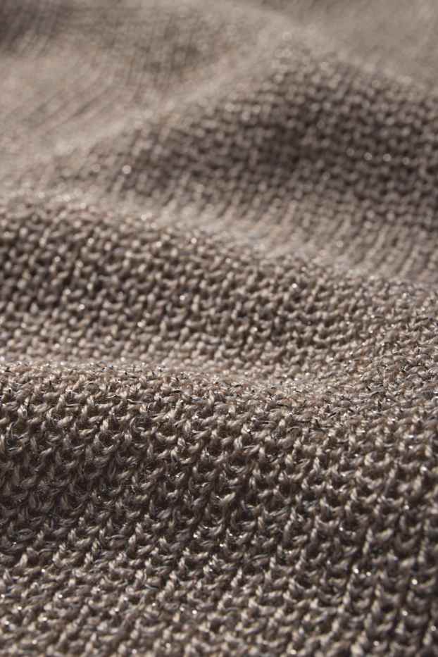 Femmes - Pull avec encolure en V - effet brillant - gris