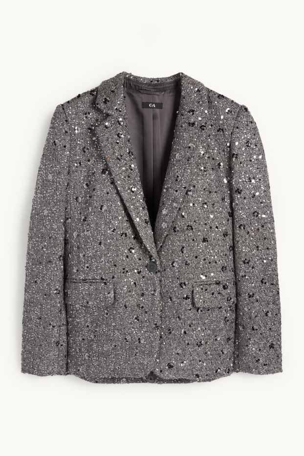 Dona - Blazer de bucle - regular fit - efecte brillant - platejat