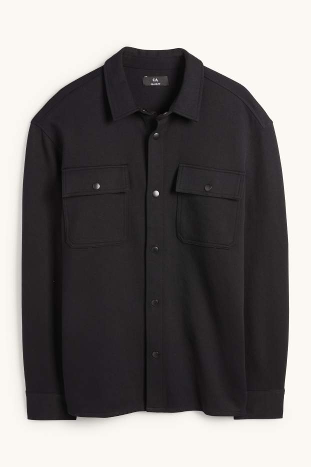 Hommes - Veste-chemise - relaxed fit - col kent - noir