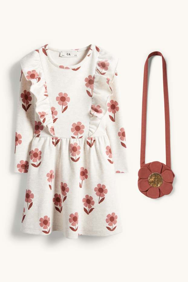 Nena - Conjunt - flor - vestit i bossa - 2 peces - beix clar