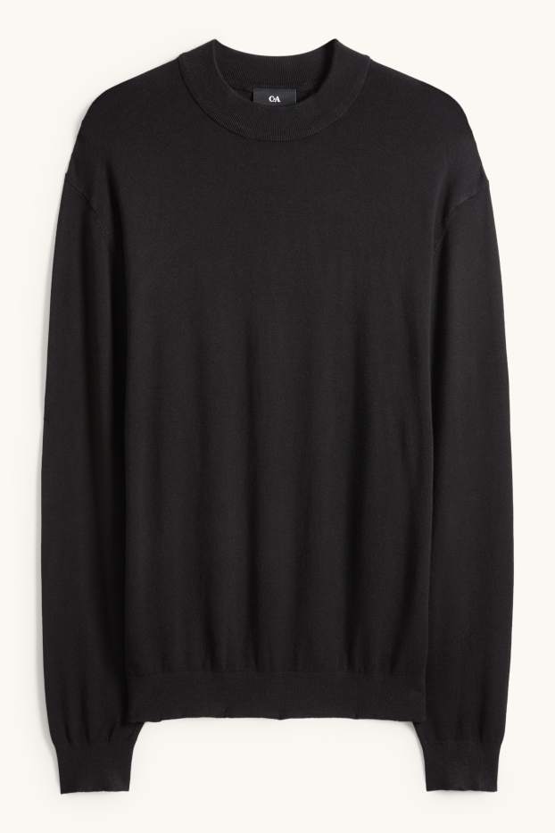 Heren - Fijngebreide trui - zwart