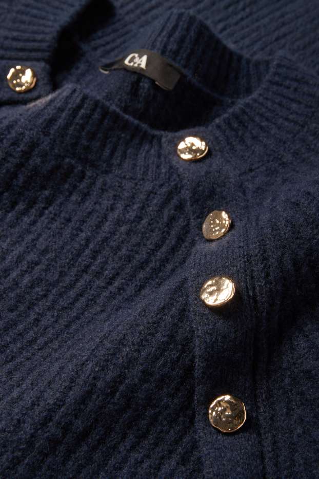 Femmes - Pull - finition côtelée - bleu foncé