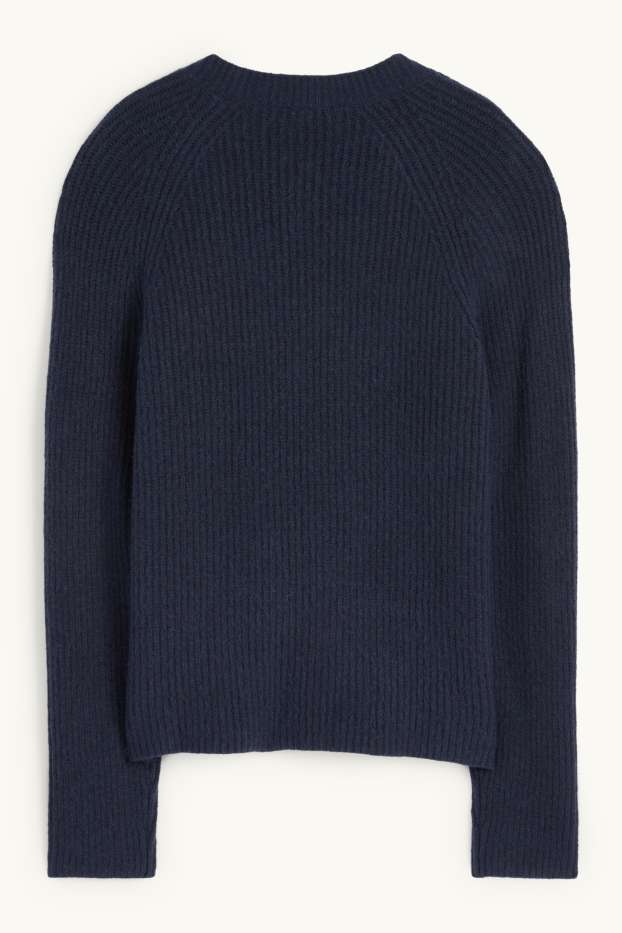 Femmes - Pull - finition côtelée - bleu foncé