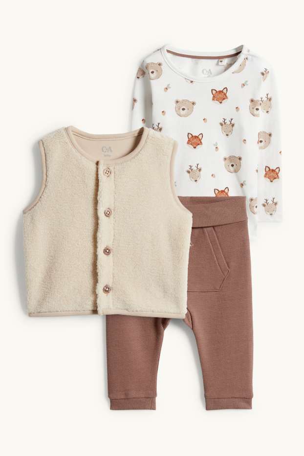 Baby Jungen - Wildtiere - Baby-Outfit - 3 teilig - braun
