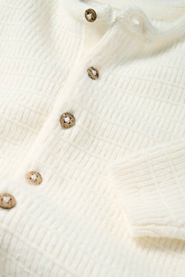 Unisex - Gebreide babyjumpsuit - met structuur - wit