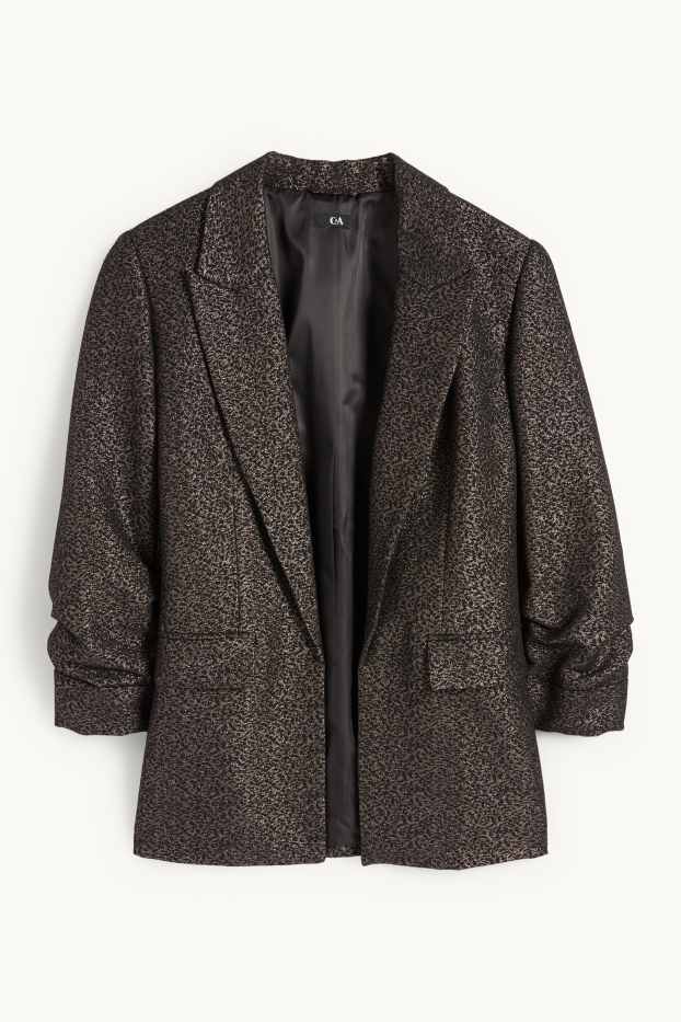 Dona - Blazer formal - regular fit - brillant - estampat de lleopard - negre