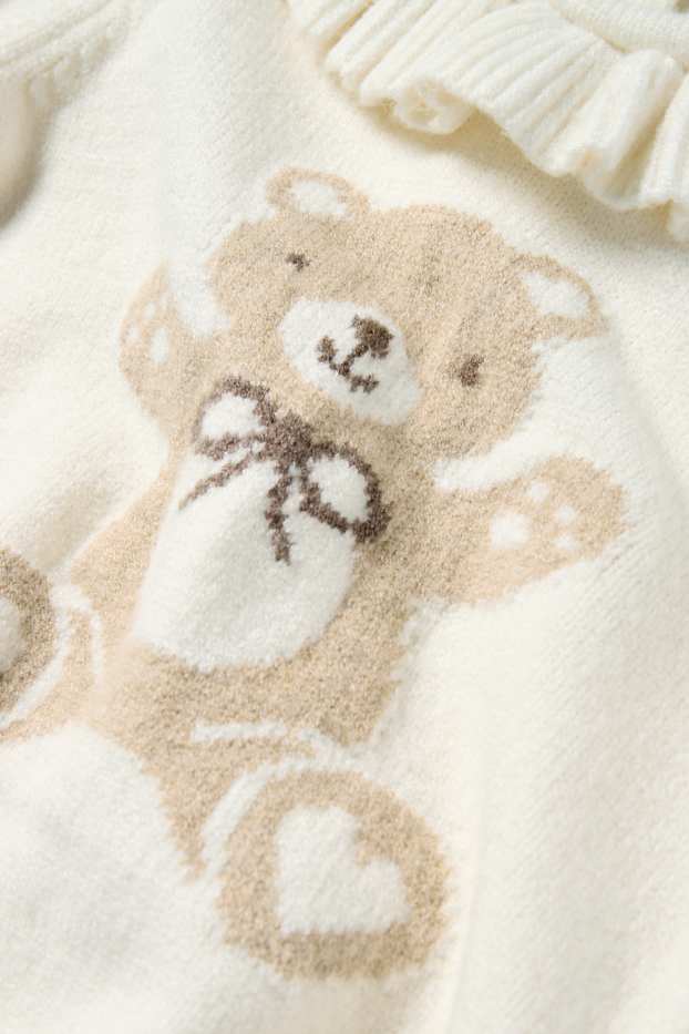 Bébés filles - Teddy bear - pull pour bébé - blanc crème