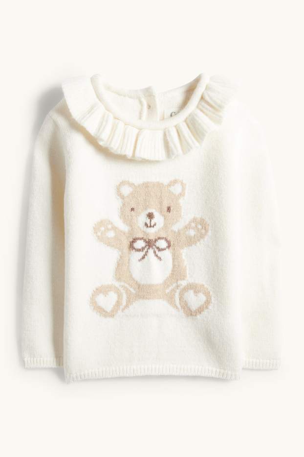 Bébés filles - Teddy bear - pull pour bébé - blanc crème