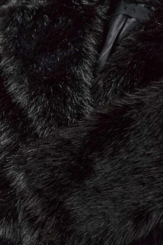 Femmes - Veste en imitation fourrure - noir