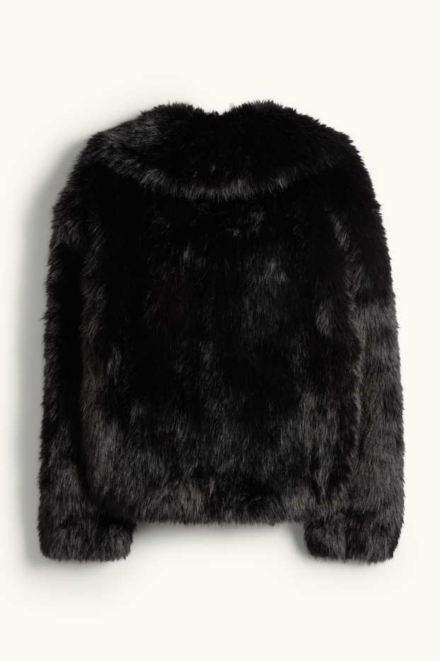 Femmes - Veste en imitation fourrure - noir