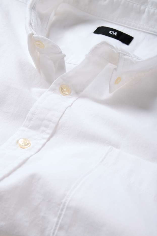 Bărbați - Cămașă - regular fit - guler cu nasturi - alb