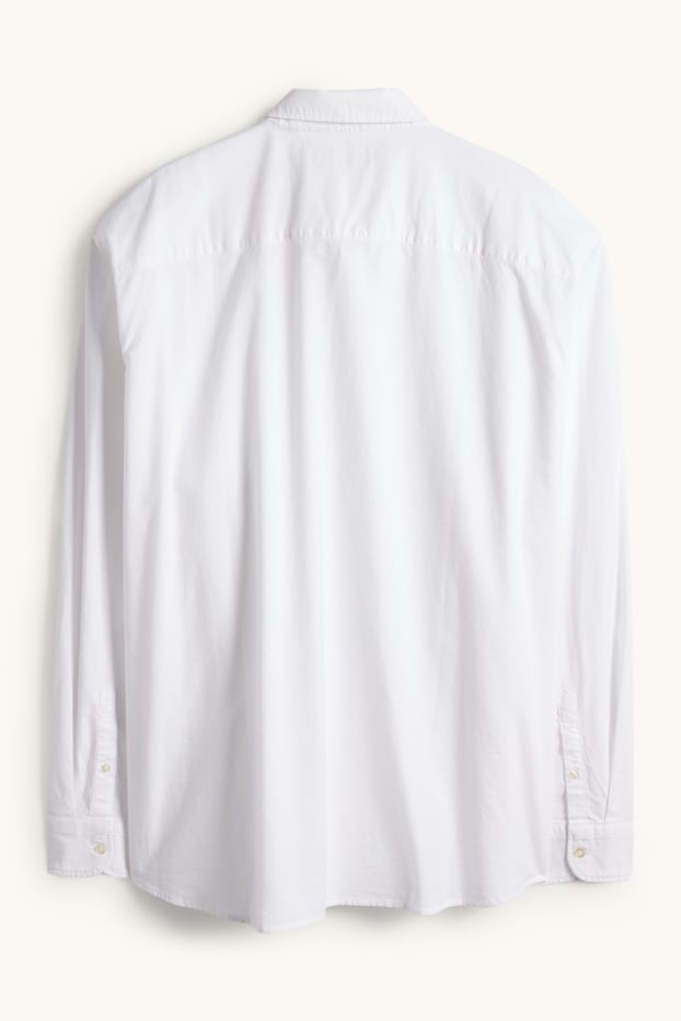 Bărbați - Cămașă - regular fit - guler cu nasturi - alb