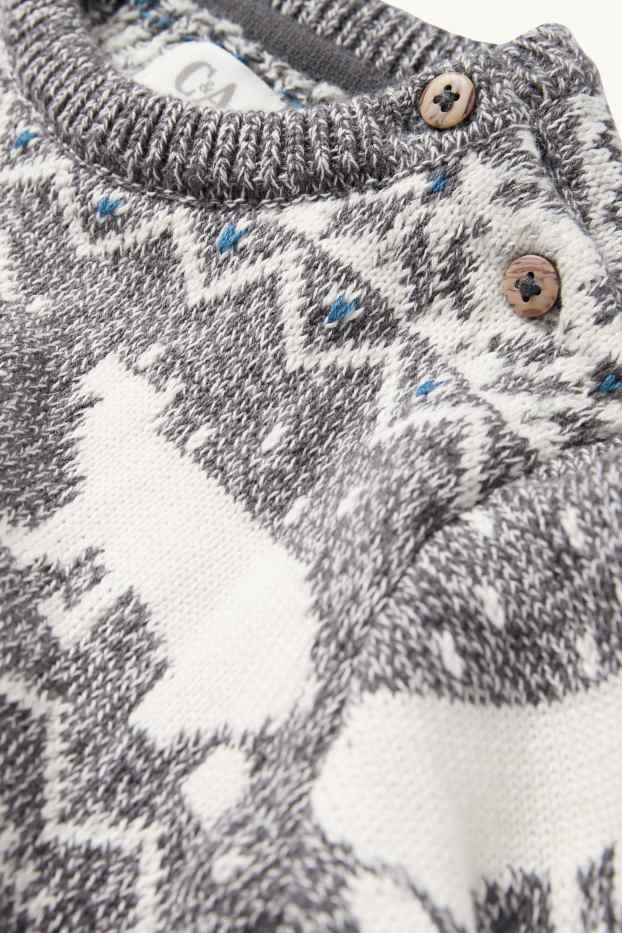 Nadó nen - Os polar - jersei per a nadó - estampat - blanc/gris