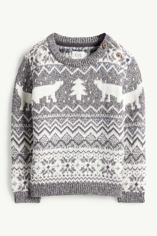 Nadó nen - Os polar - jersei per a nadó - estampat - blanc/gris