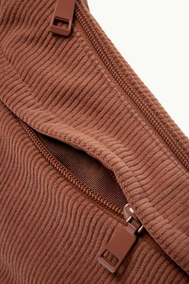 Dames - Schoudertas van corduroy - bruin